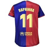 FC Barcelona-Camiseta Barça Raphinha dorsal 11, Primera Equipación 2024/2025- Réplica Oficial con Licencia- Adulto