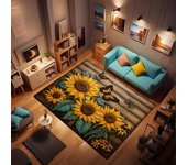 Alfombra de girasol, alfombra antideslizante con diseño de girasol y mariposa, alfombra de polea para cocina, dormitorio, sala de estar, habitación de niños, decoración de granja de 24 x 36 pulgadas