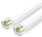 CABLEPELADO Cable de telefono RJ11, Cable Modular 6P4C, Cable Western RJ11, Cable de Teléfono Fax Módem Router DSL VDSL ISDN Internet, Blanco, 3 metros