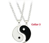 2Pcs Tai Chi Yin Yang Couple Necklaces Set Pendant Silver Color Chain Matching Lover Choker Friend Friendship Gift Adjustable
