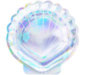 Platos de papel de Sirena con forma de concha de 18,5 cm - PartyDeco - 6 unidades