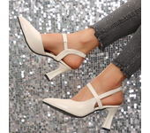 Soft Leather Solid Color Sandals Women 2024 Summer New Style Thick Heels with Baotou Fashion High-heeled Women's Shoes
