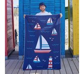 Toalla de Playa Grande,Toalla para gimnasio y piscinas, 100 X 160 cm, 100% Poliéster, Ultra-ligera y Secado rápido, Toalla de Camping con diseño original "Velero"