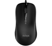 Nilox - Ratón USB con Cable Negro - Fácil Instalación - Diseño Ergonómico