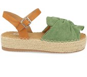 Davinia Shoes Sandalia con plataforma de yute, pala ancha en forma de nudo y cierre de hebilla en el tobillo. Primavera Verano 2020. Shoes&Blues.es YT5550-Verde