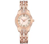 Reloj para mujer con concha y piedras brillantes, movimiento de cuarzo, correa de brazalete, un reloj de lujo para la mujer