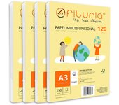 Paquete de folios A3 de 120gr con 1000 Hojas Blancas, Papel Multifuncional para Uso Escolar y Entornos Laborales. Ideal con impresoras láser, de inyección o fotocopiadoras - Ofituria