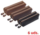 Vintage Leather Pencil Case Retro Stationery Items Zipper Storage Bag Pencil Pouch Pen Holder for Kids School Office Acsesories