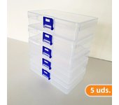 5pcs Transparent Lockable Empty Box, Rectangular Plastic Storage Box, PP Packaging Parts Box, Stationery Storage Box With Lid