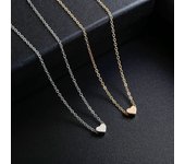 2pcs Gold-color Plus Silver-plated Necklace Ms Simple Style Love Alloy Peach Heart Pendant Hundred Match Collarbone Jewelry