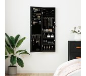 vidaXL Espejo con joyero y luces LED para pared negro