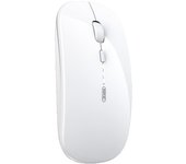 Ratón Inalámbrico Recargable, [Actualizado], Ratón Inalámbrico 2.4G Silencioso 1600 dpi con Receptor USB para Ordenador Portátil Ordenador Mac Tableta, Nivel de Batería Visible, Blanco