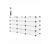 SONGMICS Estantería por módulos Organizador de Zapatos, Zapatero con 12 estantes, 83 x 31 x 105 cm, Resistente al Polvo, Color Blanco/Negro