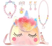 Set de juego de Unicornio with Bolso y joyería, Bolso, accesorios de Princesa, collar, pulsera, anillos y Aretas