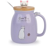 Taza de Desayuno para Regalar a Amigos Taza de Café Gato  Taza de Té Conejo con Tapa Cuchara