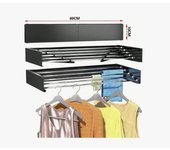 Tendedero Plegable para Montar en Paredes, Tendedero Retráctil Plegable de 80cm para Interiores o Exteriores, tendedero Compacto Ahorra Espacio, Capacidad para 30Kilos, Tendedero con 6 barras de 80cm aluminio de alta resistencia.