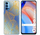 Tumundosmartphone Funda Gel Transparente para Oppo Reno 4 5G diseño Hojas Dibujos