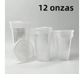50PCS Disposable Plastic Cups with Lids Plastic Cups for Cold Drinks Coffee Juice Smoothies Birthday Party Supplies