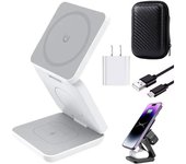 Cargador inalámbrico, estación de carga inalámbrica 3 en 1, cargador inalámbrico magnético plegable y soporte para iPhone, Apple Watch, Airpods (negro)