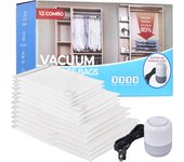 Bolsas de almacenamiento al vacío con bomba de Aire Eléctrica, paquete de 12 (3Jumbo/3L/3M/3S) cojines, edredones, Viajes
