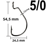 100 pcs Wide Gap Worm Fishing Hooks Jig Crank Big Bass Hook Black High Carbon Steel Crank Barbed Hook for Soft Fishing Lure