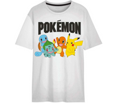 Camiseta niño Pokemon - Squirtle, Bulbasaur, Charmander y Pikachu blanca Raíz MERCHAN-STORE Camisetas Pokemon