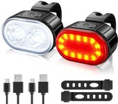 Juego de luces para Bicicleta recargables por USB, Luces LED superbrillantes para Bicicleta, Luces para Bicicleta de Montaña impermeables IPX5