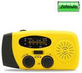 Radio solar portátil, manivela principal, radio Am/FM/NOAA, dispositivo de emergencia de radio meteorológica con linterna de 3 LED y cargador de teléfono para senderismo, camping, radio en el lugar de trabajo