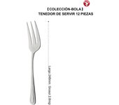 Mr.Spoon Serie Bola Cuchara y Tenedor de servir  2, 6 o 12 piezas,Acero inoxidable 18/0,Plateado,Económico y funcional,Cuchara y Tenedor de servir largo 248mm,Mango monobloque,Apto para lavavajillas,Empaque ecológico. Ideal para casa,hotel,restaurante