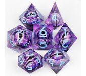 Liquid Core Dice, Green Dragon Eye Dice Set for Dungeons and Dragons, RPG Polyhedral Dice set, d&d dice, Handmade Dice Set Gifts