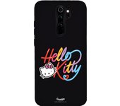 Funda original compatible con Xiaomi Redmi Note 8 Pro Negro con un diseño de Hello Kitty Caligrafica