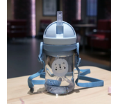 Cartoon Pattern Outdoor Child Drinking Bottle with Straw Baby Feeding Cup Training Portable Handle Water Bottle Watercup