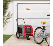 vidaXL Remolque de bicicleta mascotas hierro tela Oxford rojo gris