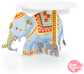 Glotomania - Soporte para Tartas Blanco con Estampado de Elefantes - Ø 20 Cm - Alto 16 Cm