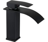 Grifo negro del fregadero del baño de la cascada | Cartucho de cerámica | Diseño elegante