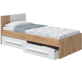 CAMA EXPRESS Cama juvenil con cabecero para cama de 90x190 en color roble nodi y blanco artik