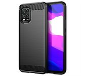 Funda para móvil Xiaomi Mi 10 Lite Carcasa Protectora Antigolpes Silicona Negra Diseño Fibra de Carbono Resistente Absorción de Choque [Compatible Carga Inalámbrica]