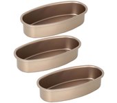 Bandeja antiadherente de forma ovalada para hornear pasteles, molde para Pan de tarta de queso, bandeja para horno y horneado, 3 piezas