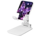 Bonito soporte plegable para teléfono móvil con forma de mariposa morada, altura de ángulo ajustable, compatible con todos los teléfonos inteligentes, tabletas y lectores electrónicos de 4 a 13 pulgadas