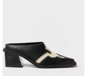 MIM Paris Mule Zuecos estilo Cowboy para mujer negros en piel 9390398538058
