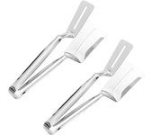 2 pinzas de cocina de acero inoxidable 304, pinzas de cocina, pinzas de cocina, espátulas multifuncionales, pinzas para cocina, restaurante (pinzas para carne plateadas)