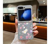 Little Flowers Folding Phone Case For Samsung Galaxy Z Flip 6 5 4 3 Leather Texture TPU Cover For Samsung Z Flip6 Flip5 Flip4 5G