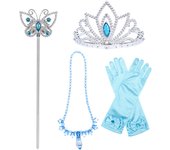 Kids Princess Cosplay Costume Plastic Crystal Tiara Snowflake Jewelry Necklace Earrings Kit Girl Elsa Anna Party Dress Accessory