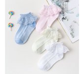 10 Pairs/lot Baby Girls Kids Socks Lace Ruffle Princess Mesh Children Ankle Short Breathable Cotton White Pink Blue Toddler Sock
