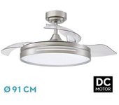 FABRILAMP Ventilador DC 48W Micenas Níquel 3 Aspas - Potencia Lumínica 4800lm