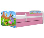 Cama 140 x 70 cm Kocot Kids com gaveta e colchão BabyDreams Safari Pink