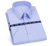Mens Business Casual Short Sleeve Shirt Classic Plaid Striped Checked Male Social Dress Shirts Purple Blue 5XL Plus Large Size