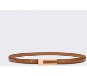 New Luxury Gold Buckle Genuine Leather Belt Women Fashion Cowskin Thin Metal Black White Belts Female Jeans Dress Waistband 2023