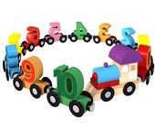 Juego de Trenes con números magnéticos de Madera para niños, 12 piezas