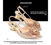 QSGFC Shiny Gold Color Shoes and Bag Elegant Handbags and Medium Heel Shoes Beautiful Handmade Flowers For Wedding Party